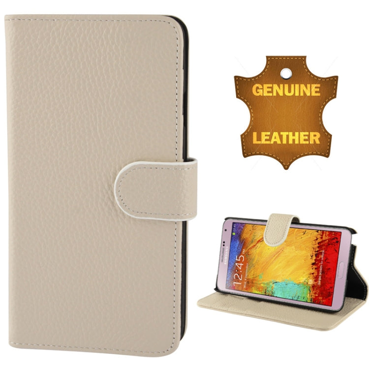 Ultra Clear Litchi Texture Genuine Leather Case with Credit Card Slots & Holder for Galaxy Note III