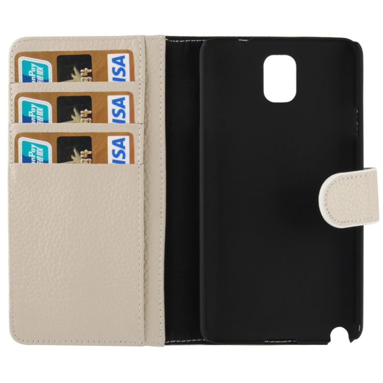 Ultra Clear Litchi Texture Genuine Leather Case with Credit Card Slots & Holder for Galaxy Note III