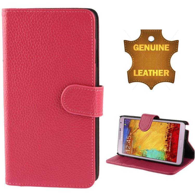 Ultra Clear Litchi Texture Genuine Leather Case with Credit Card Slots & Holder for Galaxy Note III