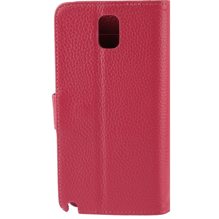 Ultra Clear Litchi Texture Genuine Leather Case with Credit Card Slots & Holder for Galaxy Note III