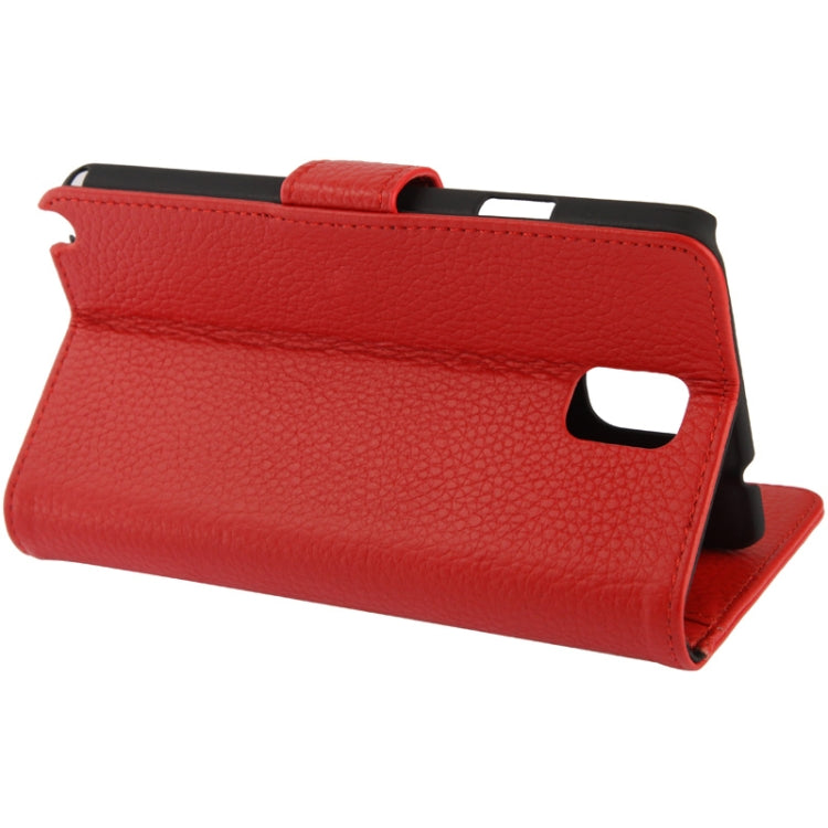 Ultra Clear Litchi Texture Genuine Leather Case with Credit Card Slots & Holder for Galaxy Note III