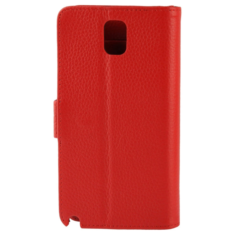 Ultra Clear Litchi Texture Genuine Leather Case with Credit Card Slots & Holder for Galaxy Note III