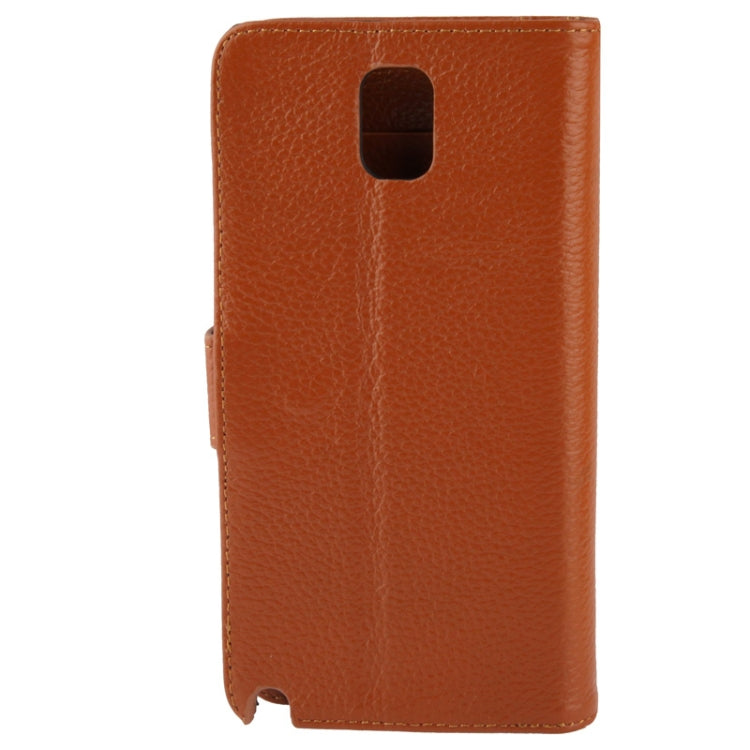 Ultra Clear Litchi Texture Genuine Leather Case with Credit Card Slots & Holder for Galaxy Note III