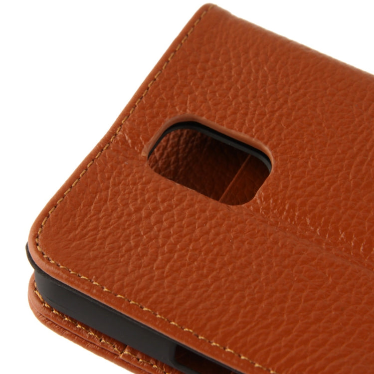 Ultra Clear Litchi Texture Genuine Leather Case with Credit Card Slots & Holder for Galaxy Note III