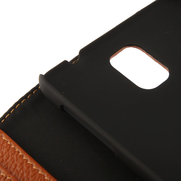 Ultra Clear Litchi Texture Genuine Leather Case with Credit Card Slots & Holder for Galaxy Note III