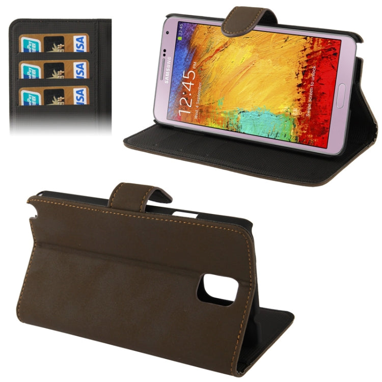 Attractive Scrub Surface Leather Case with Credit Card Slots & Holder for Galaxy Note III  / N9000