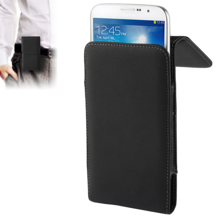 Litchi Texture Vertical Insertion Leather Case with Belt Clip for Galaxy Mega 6.3 / i9200(Black)