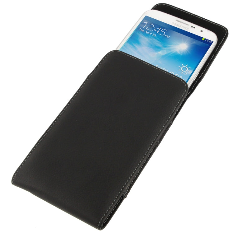 Litchi Texture Vertical Insertion Leather Case with Belt Clip for Galaxy Mega 6.3 / i9200(Black)