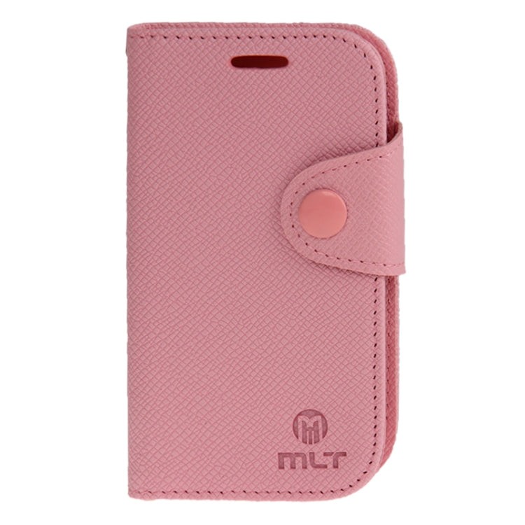 Cross Texture Magnetic Buckle Leather Case with Credit Card Slots & Holder & Lanyard for Galaxy Ace 3 / S7272(Pink)