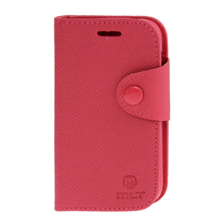 Cross Texture Magnetic Buckle Leather Case with Credit Card Slots & Holder & Lanyard for Galaxy Trend Duos II / S7572 (Magenta)