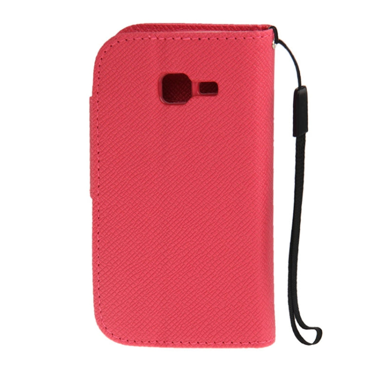 Cross Texture Magnetic Buckle Leather Case with Credit Card Slots & Holder & Lanyard for Galaxy Trend Duos II / S7572 (Magenta)