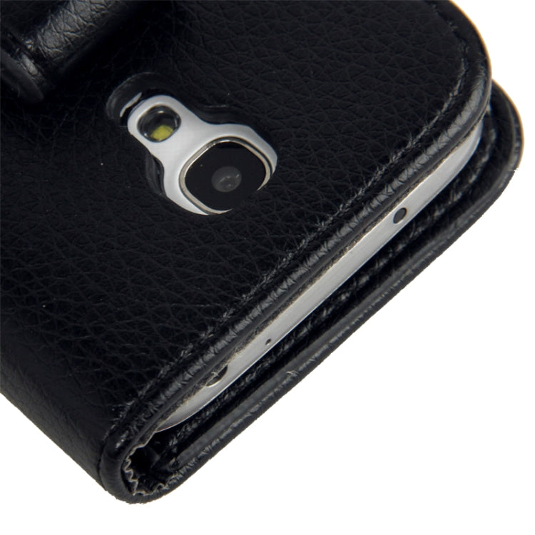 Litchi Texture Leather Case with Removable Belt Clip & Credit Card Slots for Galaxy S IV mini / i9190(Black)