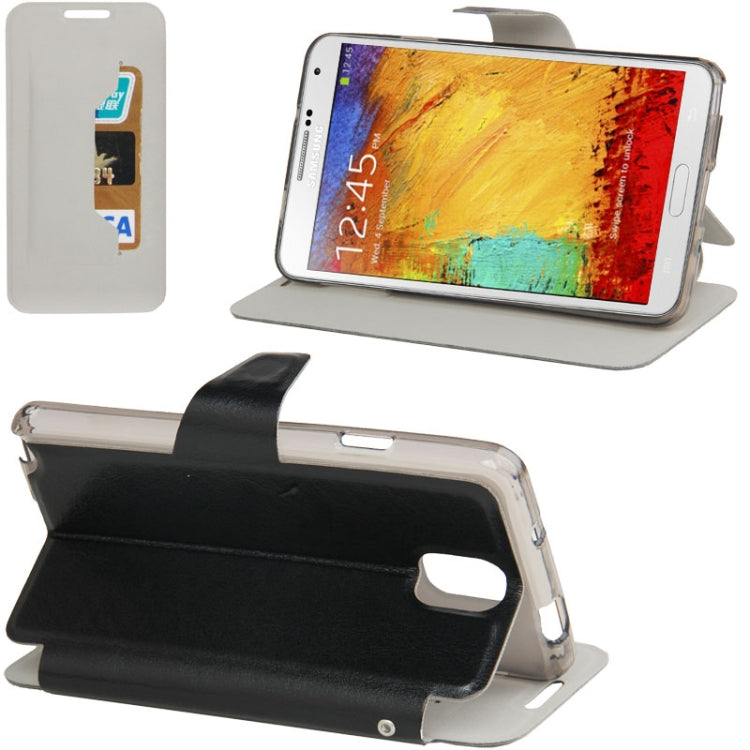 Crazy Horse Texture Hard Leather Case with Credit Card Slot & Holder for Galaxy Note III / N9000