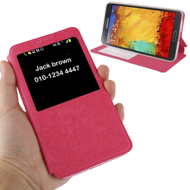 Embossed Dragon Pattern Leather Case with Call Display ID & Holder for Galaxy Note III / N9000