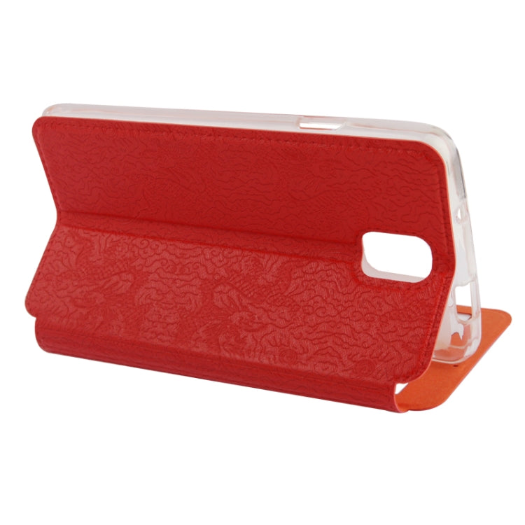 Embossed Dragon Pattern Leather Case with Call Display ID & Holder for Galaxy Note III / N9000