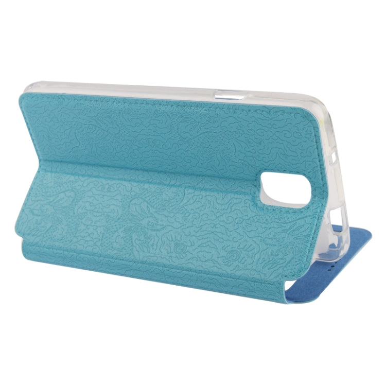 Embossed Dragon Pattern Leather Case with Call Display ID & Holder for Galaxy Note III / N9000