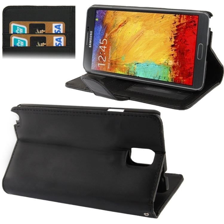Soft Leather Case with Credit Card Slots & Holder for Galaxy Note III / N9000