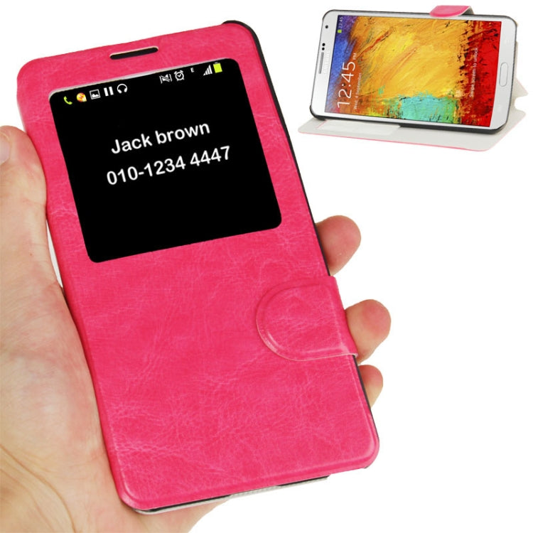 Crazy Horse Texture Leather Case with Call Display ID & Holder for Galaxy Note III / N9000