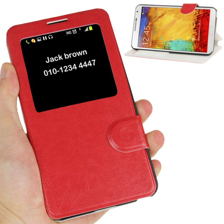 Crazy Horse Texture Leather Case with Call Display ID & Holder for Galaxy Note III / N9000