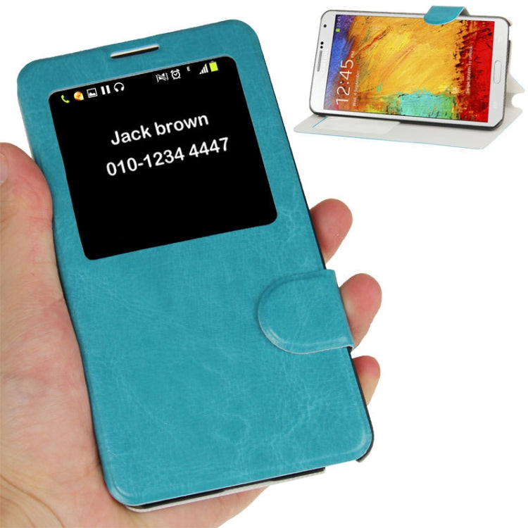 Crazy Horse Texture Leather Case with Call Display ID & Holder for Galaxy Note III / N9000