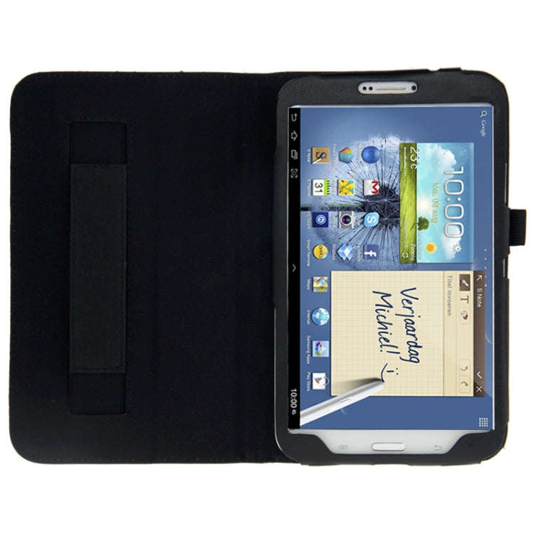 Plaid Texture Leather Case with Holder & Elastic Hand Strap for Galaxy Tab 3 (8.0) / T3110 / T3100