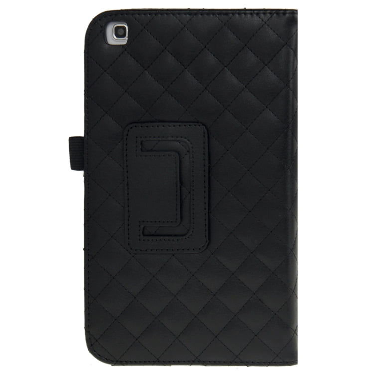 Plaid Texture Leather Case with Holder & Elastic Hand Strap for Galaxy Tab 3 (8.0) / T3110 / T3100