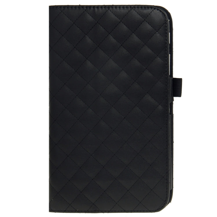 Plaid Texture Leather Case with Holder & Elastic Hand Strap for Galaxy Tab 3 (8.0) / T3110 / T3100