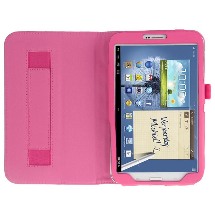 Plaid Texture Leather Case with Holder & Elastic Hand Strap for Galaxy Tab 3 (8.0) / T3110 / T3100