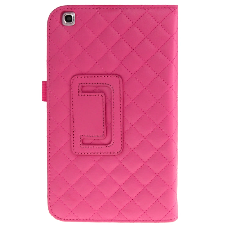 Plaid Texture Leather Case with Holder & Elastic Hand Strap for Galaxy Tab 3 (8.0) / T3110 / T3100