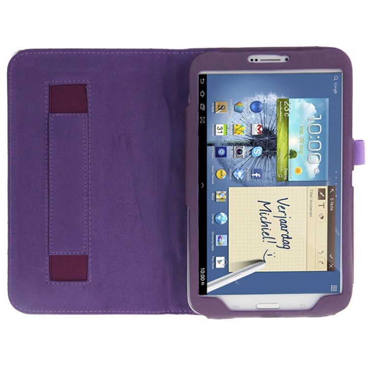 Plaid Texture Leather Case with Holder & Elastic Hand Strap for Galaxy Tab 3 (8.0) / T3110 / T3100