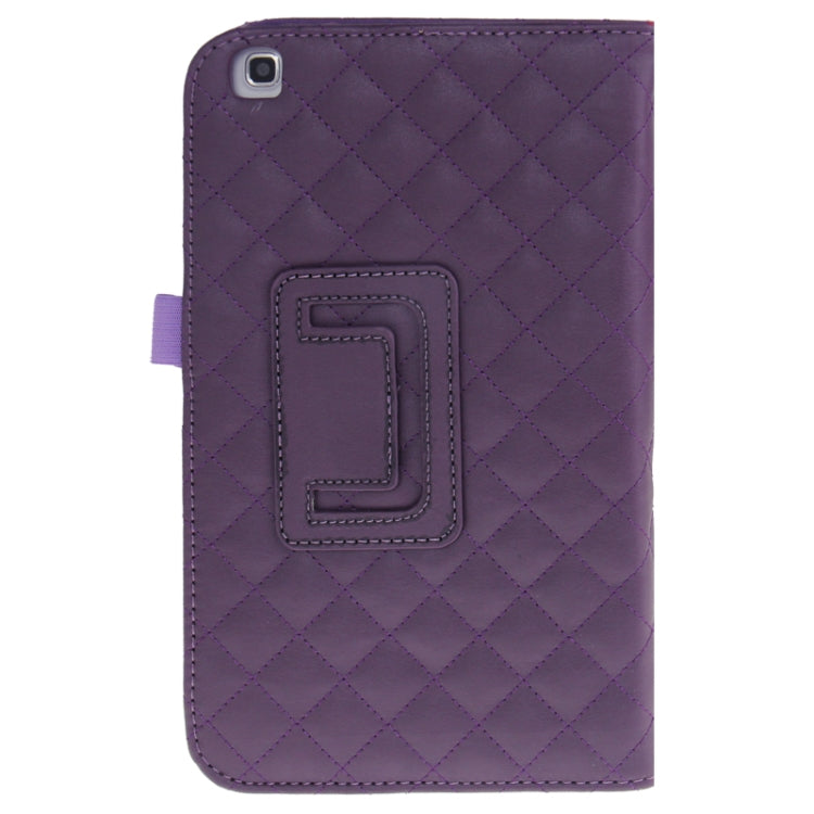 Plaid Texture Leather Case with Holder & Elastic Hand Strap for Galaxy Tab 3 (8.0) / T3110 / T3100