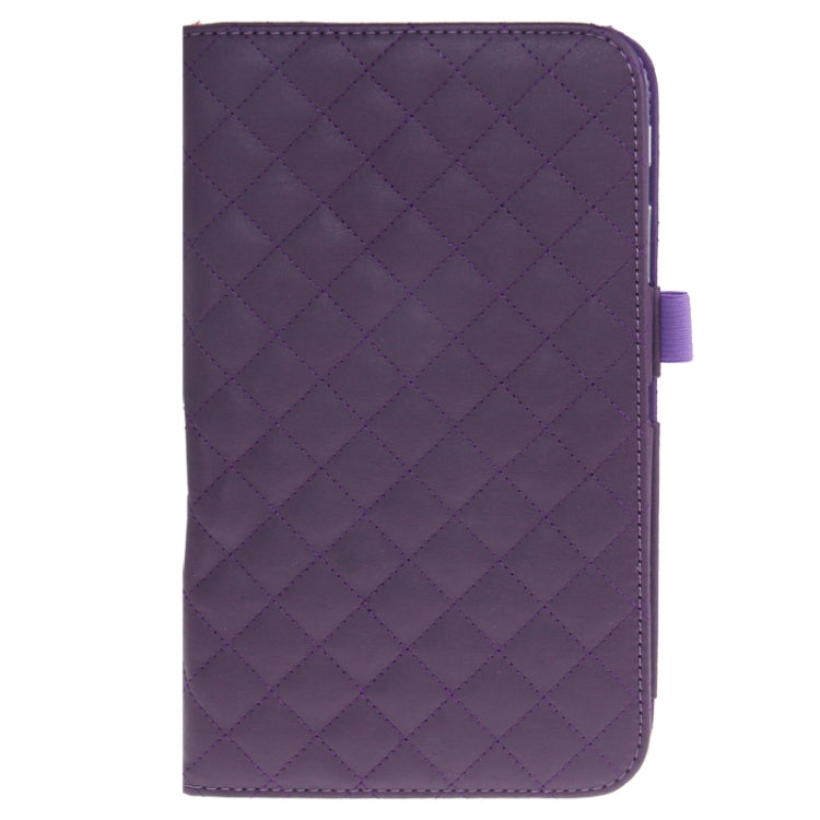 Plaid Texture Leather Case with Holder & Elastic Hand Strap for Galaxy Tab 3 (8.0) / T3110 / T3100