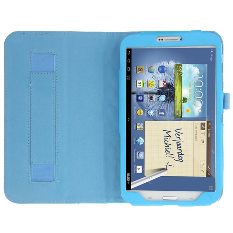 Plaid Texture Leather Case with Holder & Elastic Hand Strap for Galaxy Tab 3 (8.0) / T3110 / T3100