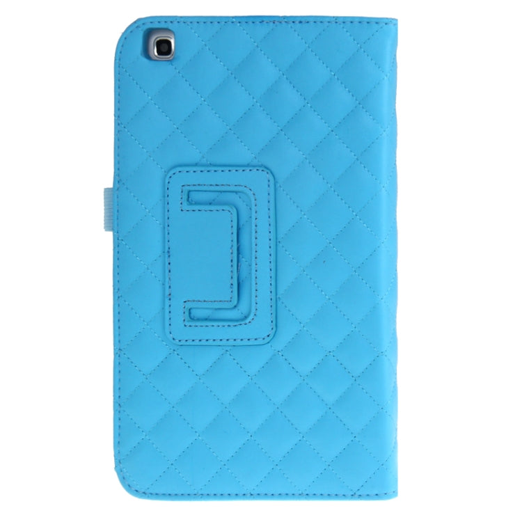 Plaid Texture Leather Case with Holder & Elastic Hand Strap for Galaxy Tab 3 (8.0) / T3110 / T3100