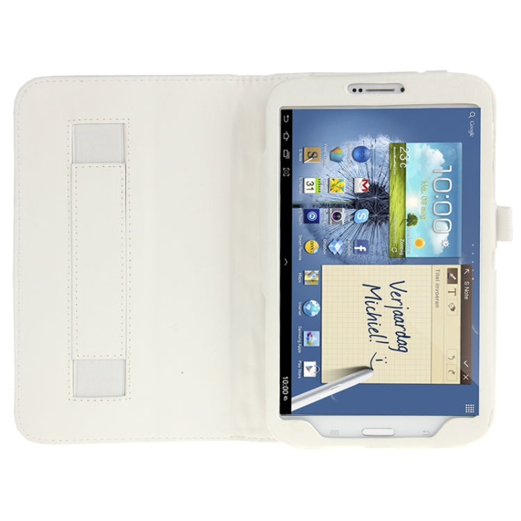 Plaid Texture Leather Case with Holder & Elastic Hand Strap for Galaxy Tab 3 (8.0) / T3110 / T3100
