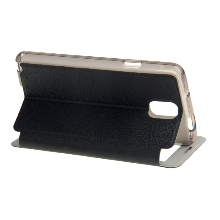Wood Texture Leather Case with Call Display ID & Holder for Galaxy Note III / N9000