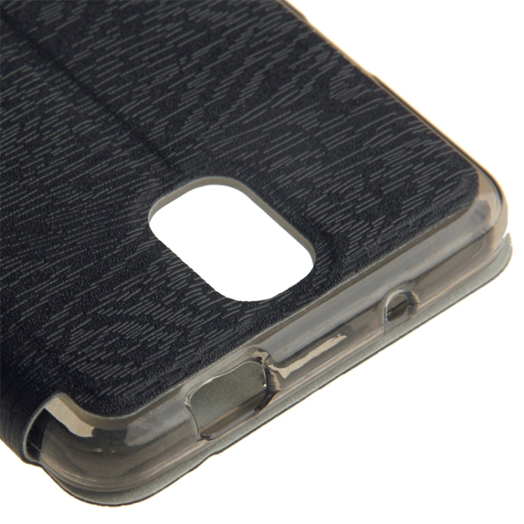 Wood Texture Leather Case with Call Display ID & Holder for Galaxy Note III / N9000