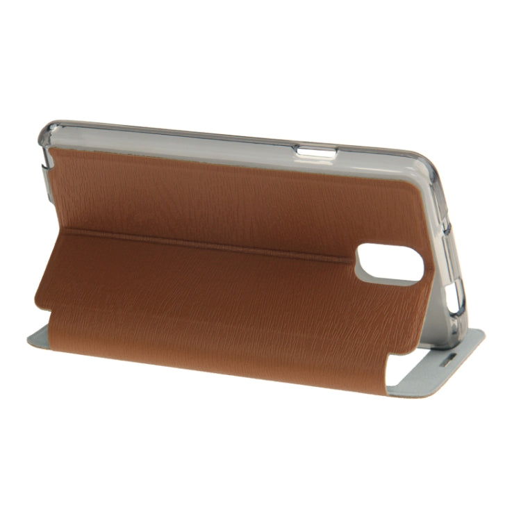 Wood Texture Leather Case with Call Display ID & Holder for Galaxy Note III / N9000
