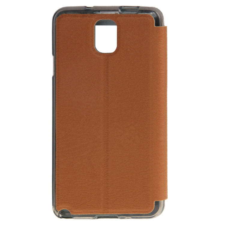 Wood Texture Leather Case with Call Display ID & Holder for Galaxy Note III / N9000