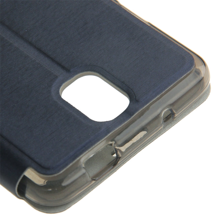 Brushed Texture Horizontal Flip Leather Case with Call Display ID & Holder for Galaxy Note III / N9000
