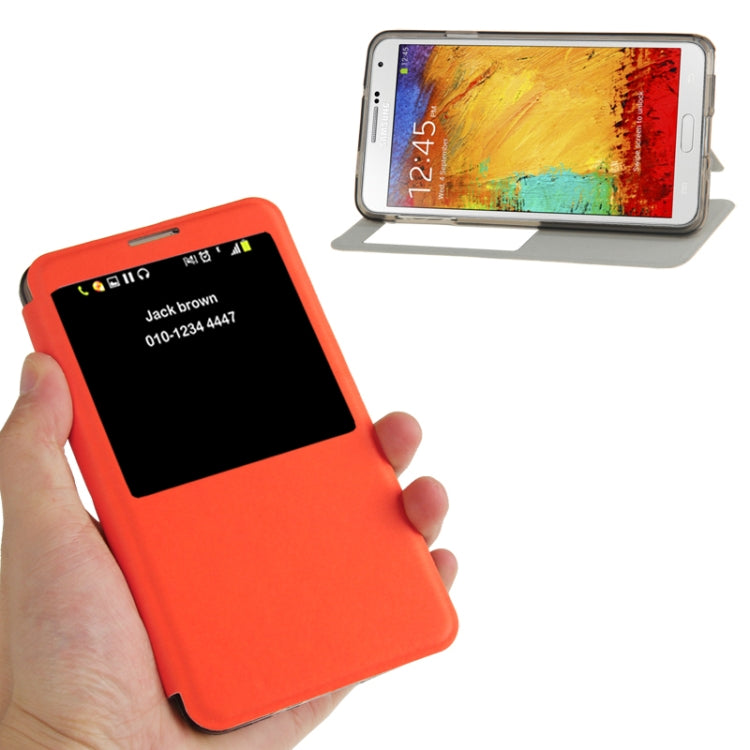 Brushed Texture Horizontal Flip Leather Case with Call Display ID & Holder for Galaxy Note III / N9000