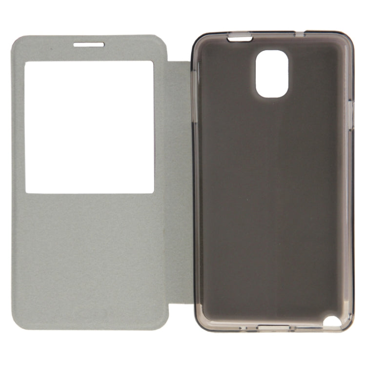 Brushed Texture Horizontal Flip Leather Case with Call Display ID & Holder for Galaxy Note III / N9000