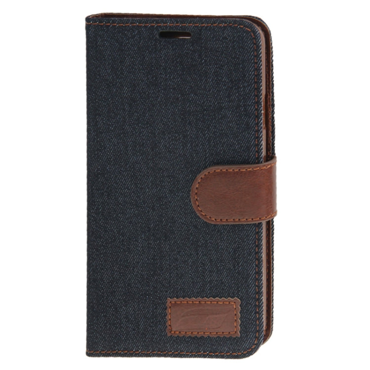 Denim Texture Horizontal Flip Leather Case with Holder & Credit Card Slots for Galaxy Note III / N9000 (Black)
