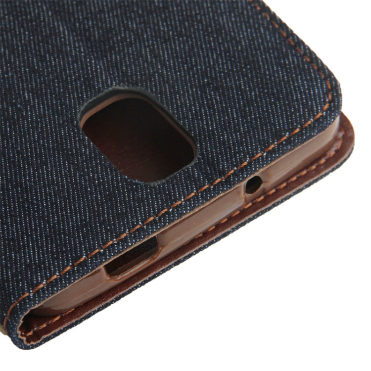 Denim Texture Horizontal Flip Leather Case with Holder & Credit Card Slots for Galaxy Note III / N9000 (Black)