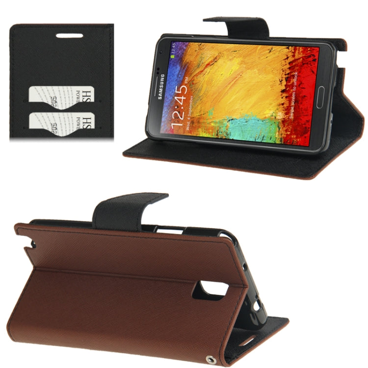 Cross Texture Leather Case with Credit Card Slots & Holder for Galaxy Note III / N9000
