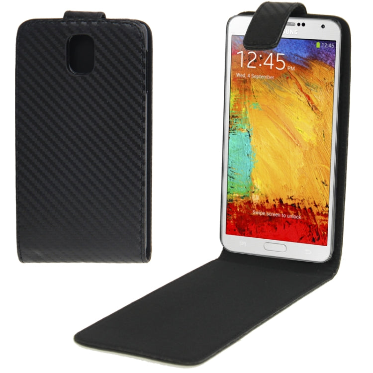 Carbon Fiber Texture Vertical Flip Leather Case for Galaxy Note III / N9000(Black)