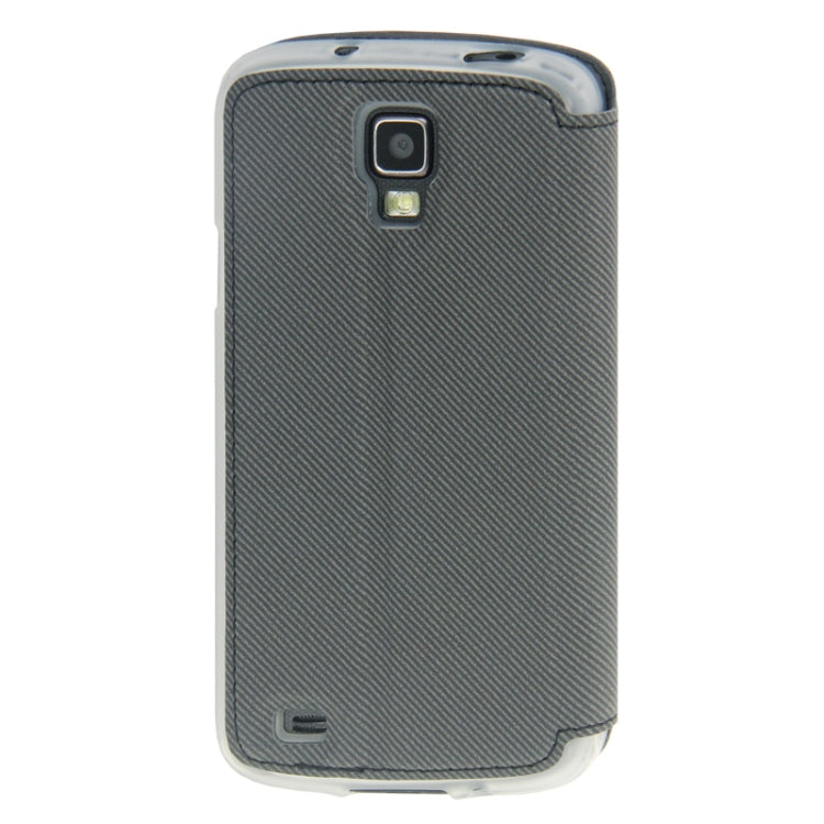 UFO Series S View Cover Cloth Texture Leather Case with Call Display ID & Credit Card Slot for Galaxy S IV Active / i9295 (Dark Grey)