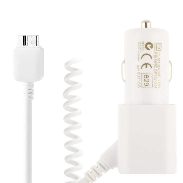 Micro USB V3.0 Coiled Cable Car Charger for Galaxy Note III / N9000, Cable Length: 40cm (can be extended up to 120cm),