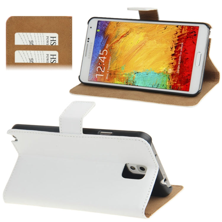 Horizontal Flip Leather Case with Credit Card Slot & Holder for Galaxy Note III / N9000 (White)