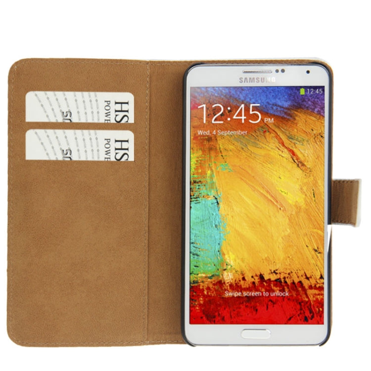 Horizontal Flip Leather Case with Credit Card Slot & Holder for Galaxy Note III / N9000 (White)